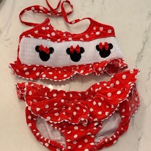 Smocked Minnie Mouse Red Polka Dot Kids Bikini Set